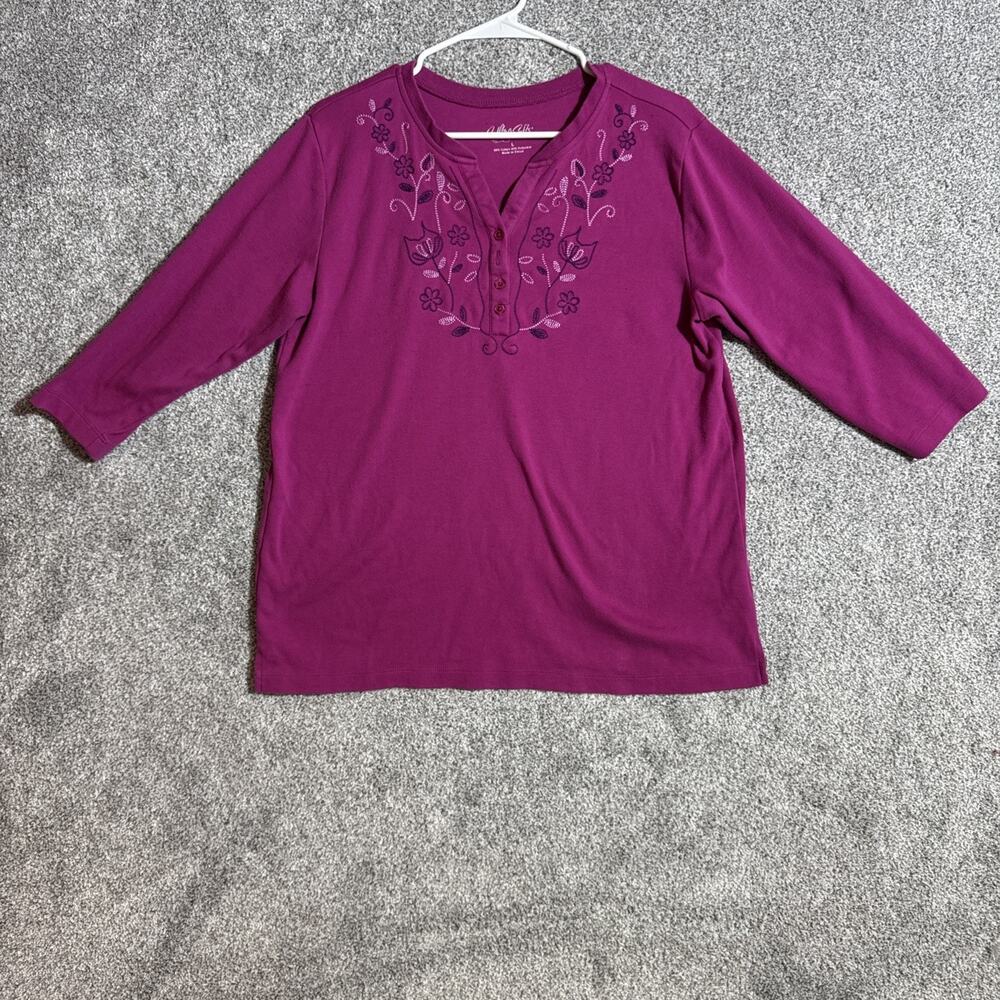 Y2K Embroidered Top Womens Large Cottagecore Grandmacore Floral Dainty Boho